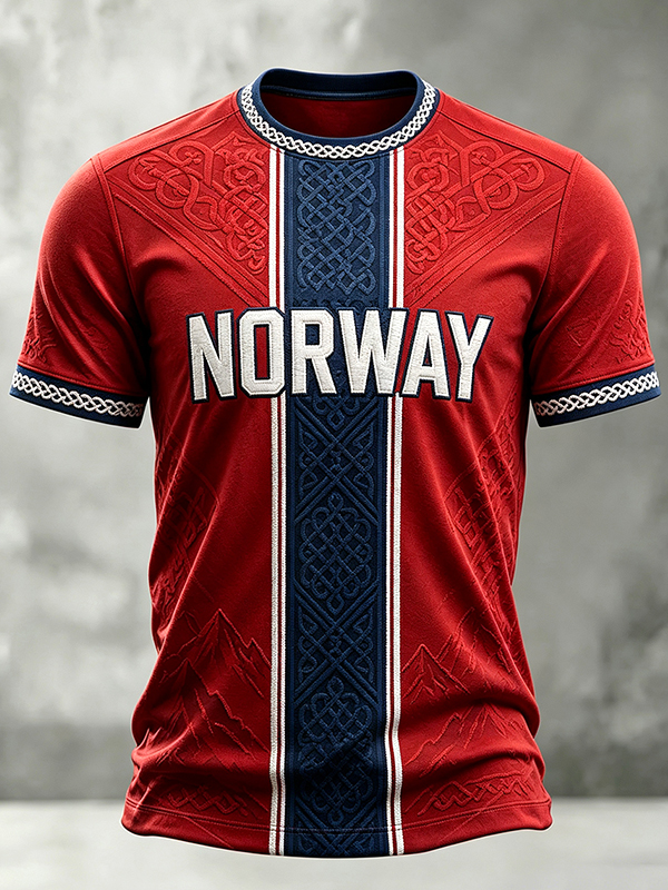 Men's Norway 2026 Norwegian Football Art Print T-Shirt