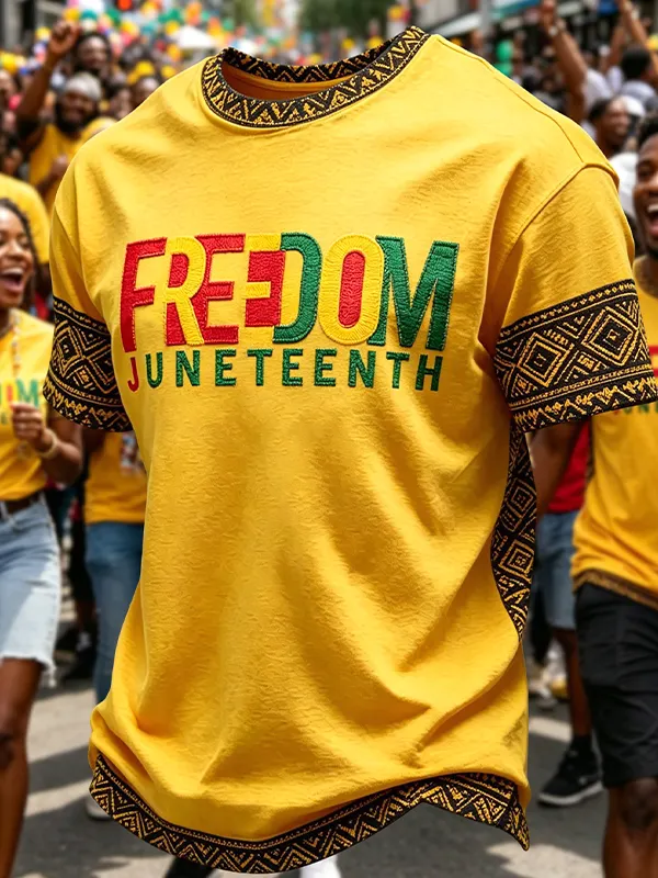 Men's Freedom Juneteenth Geometric Print T-Shirt