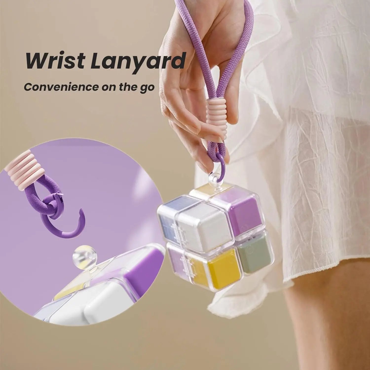 Magnetic Cube Pill Organiser – 8-Grid Travel Case with Lanyard & Washable Compartments
