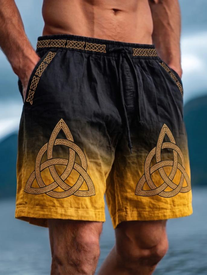 Men's Viking Celtic Knot Ombre Art Print Casual Shorts