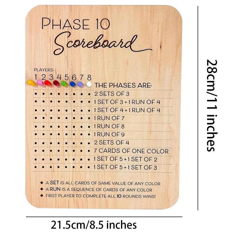 🔥Last 4 hours Sale: Save $20-💥Wooden Phase 10 Score Board
