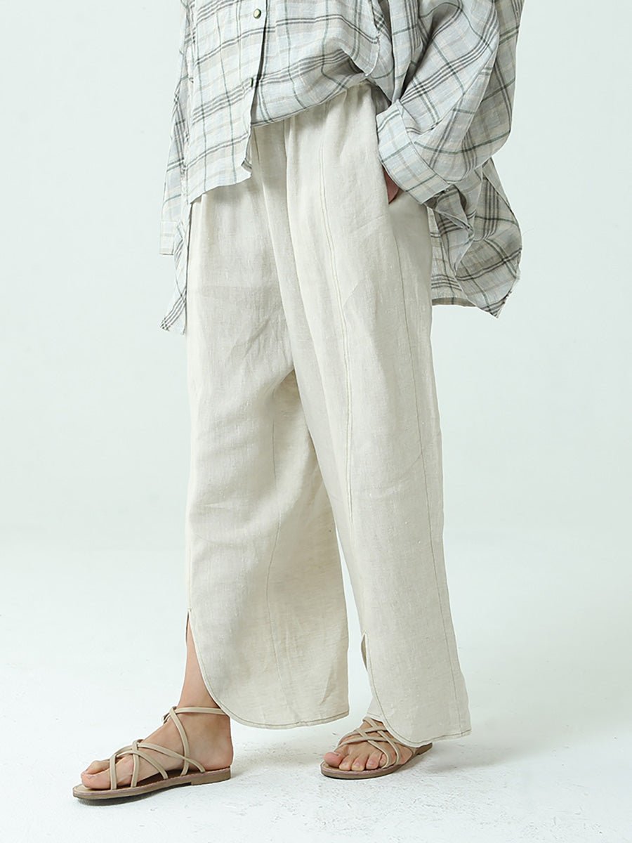 Women's Cotton Linen Loose Wide Leg Pants