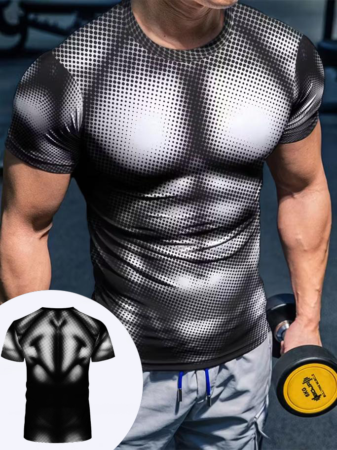 Men's Optical Illusion Muscle Art Print T-Shirt