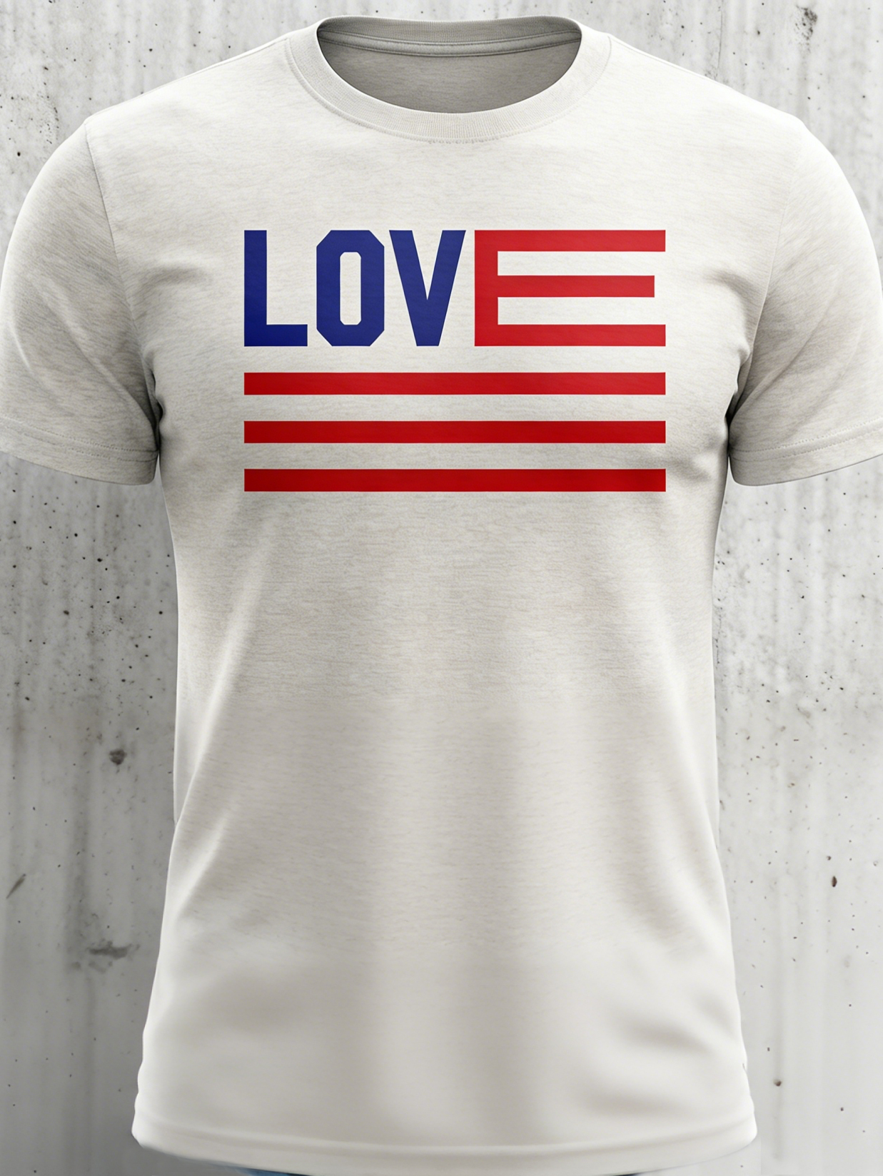 Men's LOVE American Flag Print Cotton Casual T-Shirt