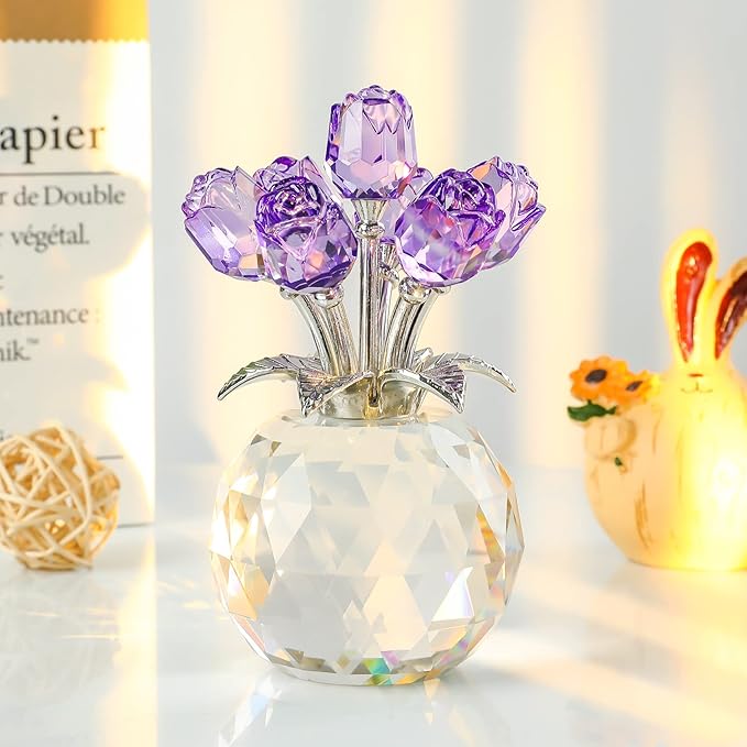 ❤️🌹Colorful Rose Flower Collectible Figurine with Vase