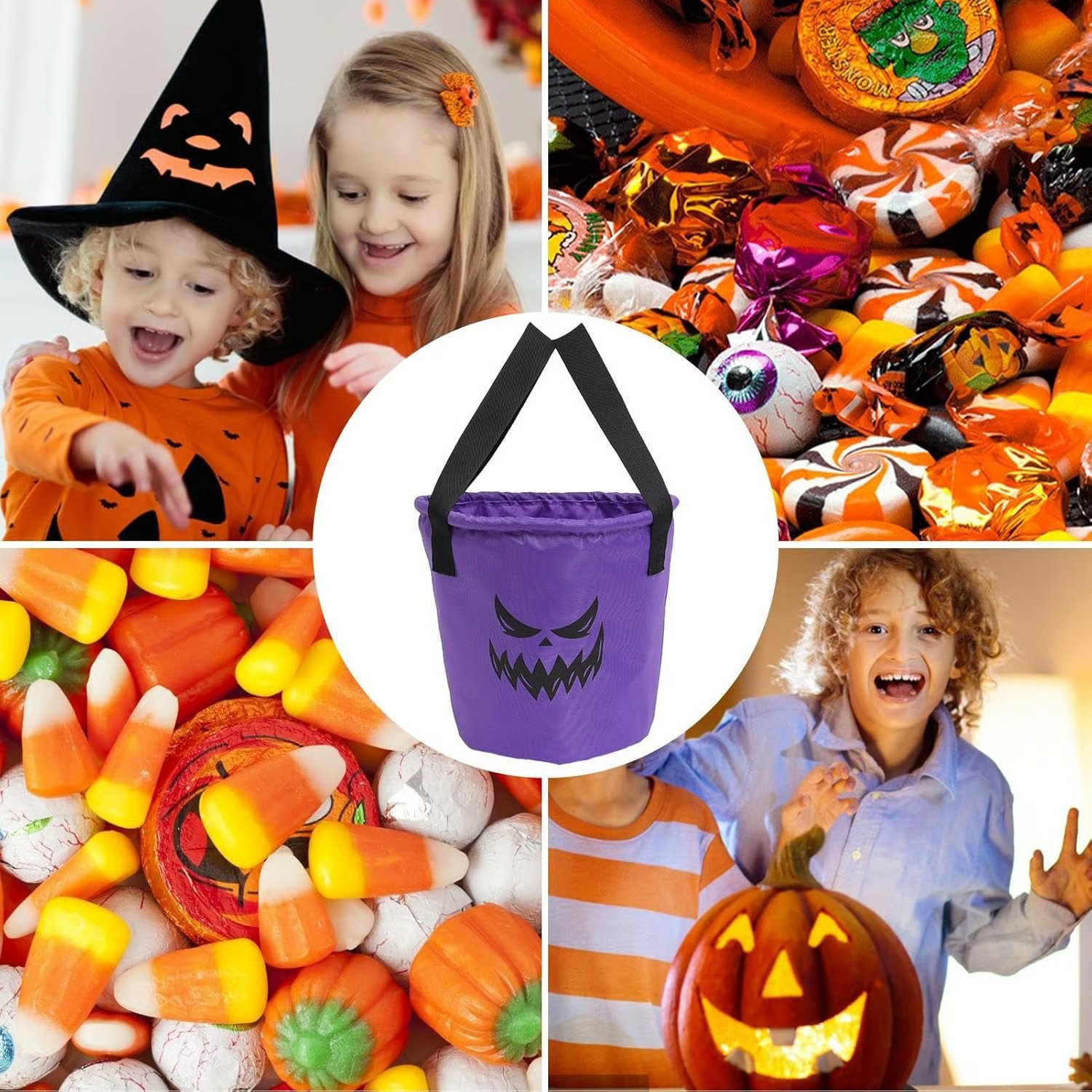 Halloween basket with LED safety glow