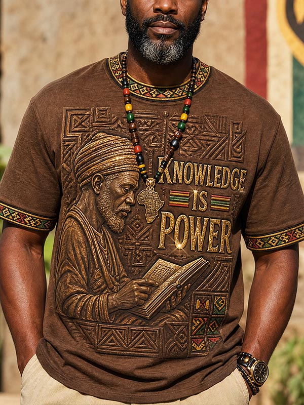 Men's Knowledge is Power Elder Scholar Print Casual T-Shirt