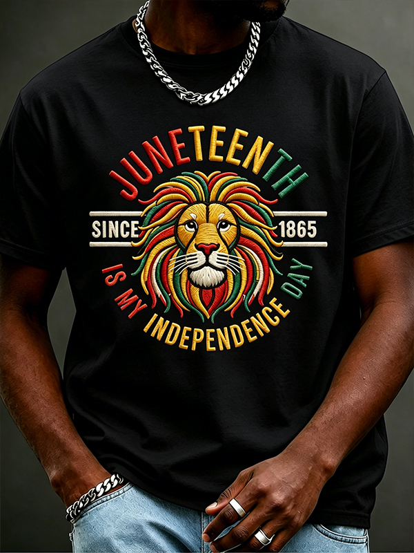 Men's Juneteenth Is My Independence Day Since 1865Print Cotton Casual T-Shirt