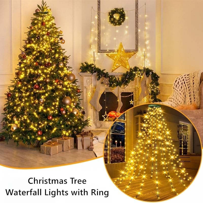 Christmas Tree Waterfall Lights with Ring🔥BUY 2 FREE SHIPPING