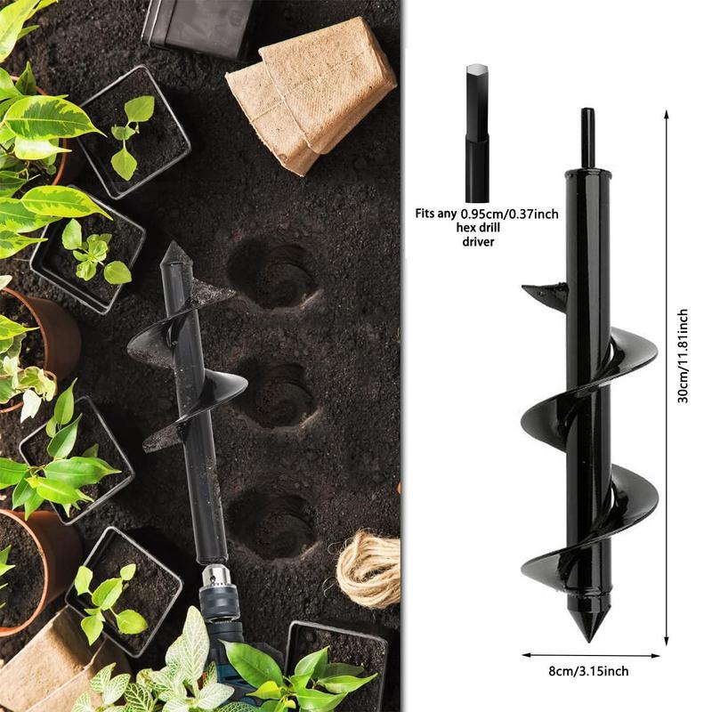 Spiral Drill Bit Set, Garden Spiral Drill Bit for Planting Bulbs & Flowers, Gardening Power Tool Accessories for 3/8 Inch Hexagon Drill, Garden Tools, Tool Kit Set