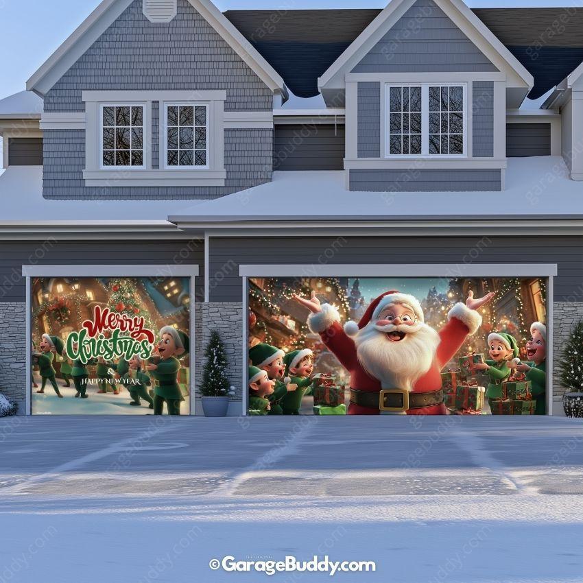 Garage Buddy | Santa And Elves | Christmas Garage Door Cover