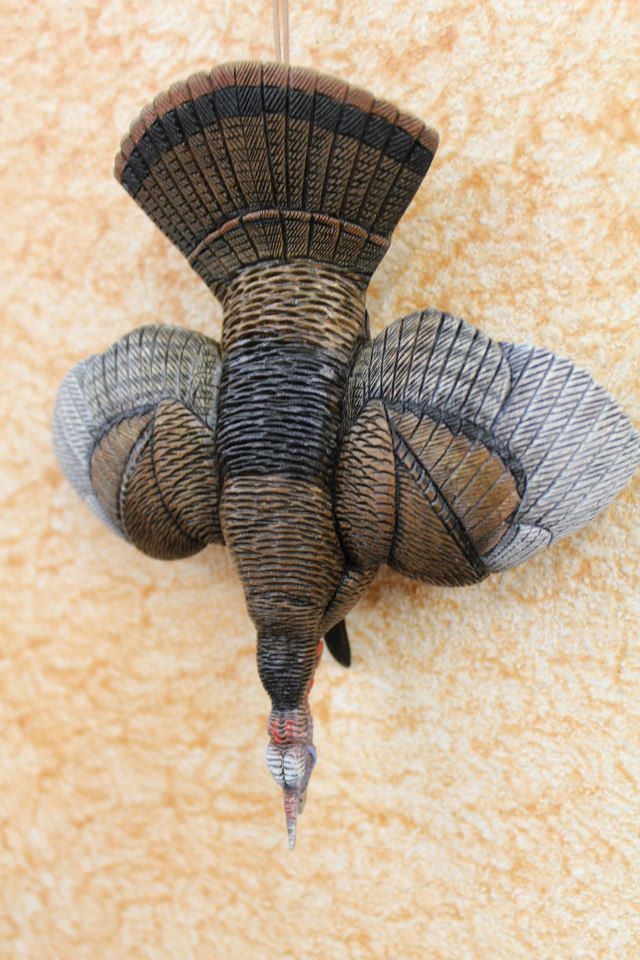 Miniature Wild Turkey Carved Hanging Ornament