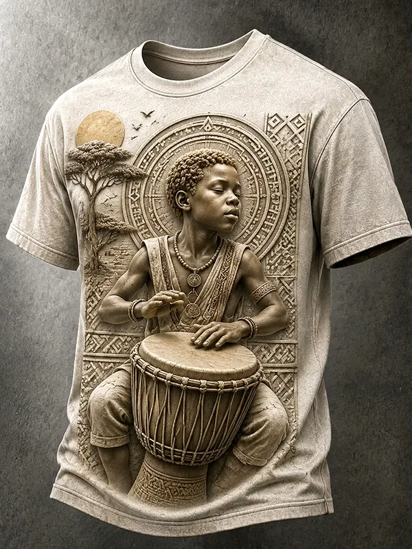 Men's African Music Black Boys And African Drums Art Print T-Shirt