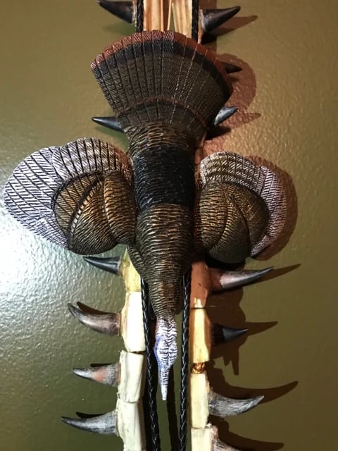 Miniature Wild Turkey Carved Hanging Ornament