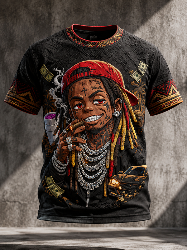 Men's Comic Art Hiphop Boy Print Casual T-Shirt