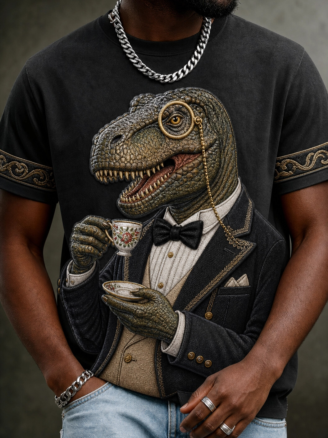Men's Mr. Fun Dinosaur Art Print T-Shirt