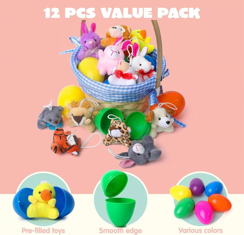 Mini Animal Plush Easter Eggs – Perfect for Kids Easter Egg Hunt and Party Favors
