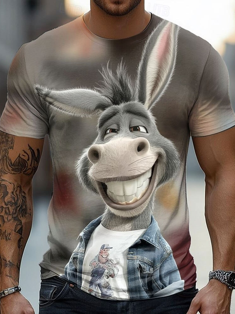 Men's Fun Donkey African Art Print T-Shirt