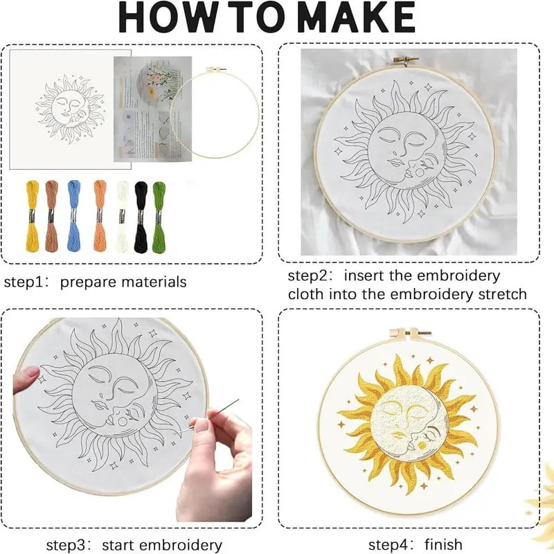 ❤️Beginner Friendly🧶🪡 4 Piece Tarot Astrology Embroidery Starter Kit Includes Instructions🔮