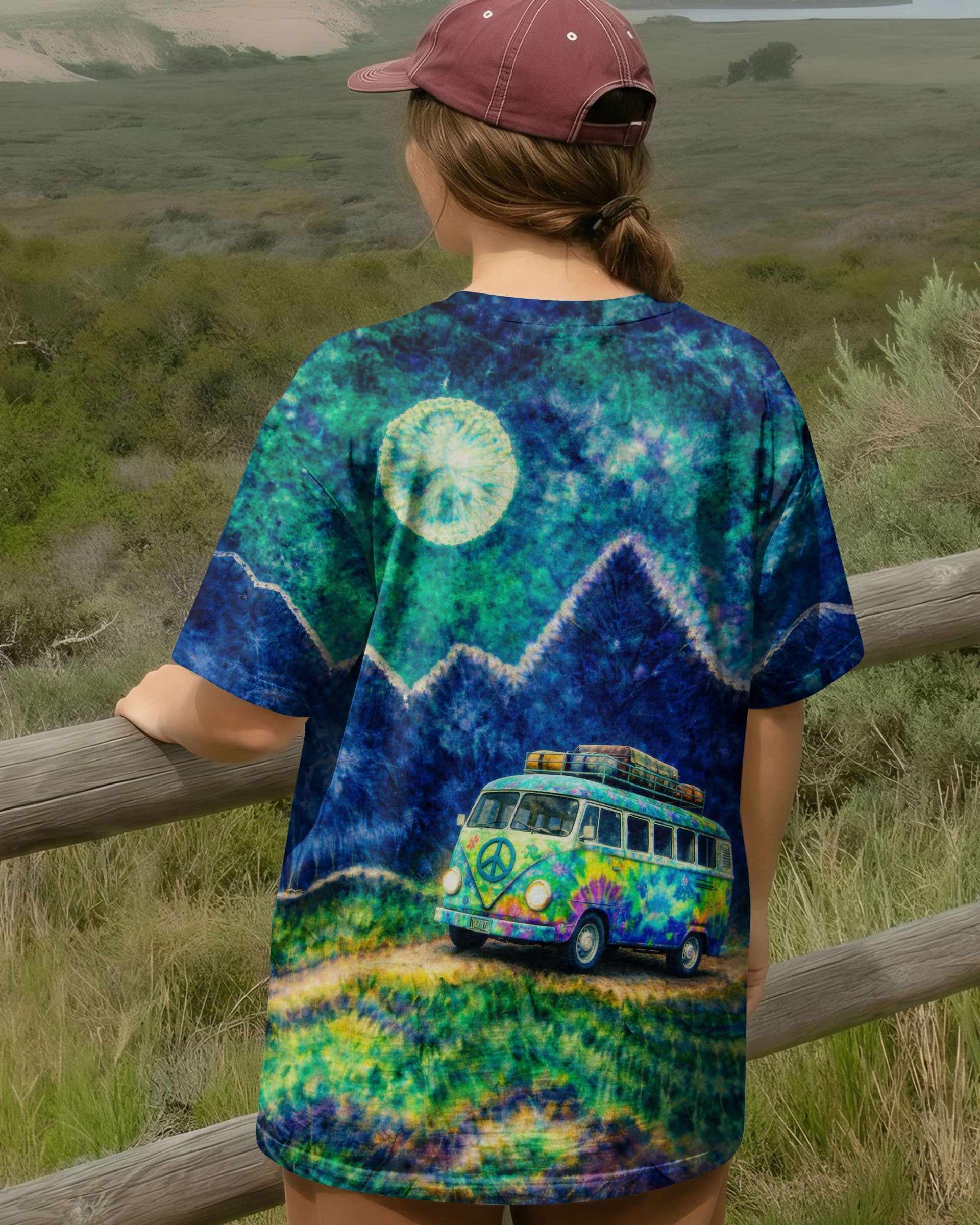 HIPPIE BUS UNDER MOON SWIRL ALL OVER PRINT  - TLTW0202262