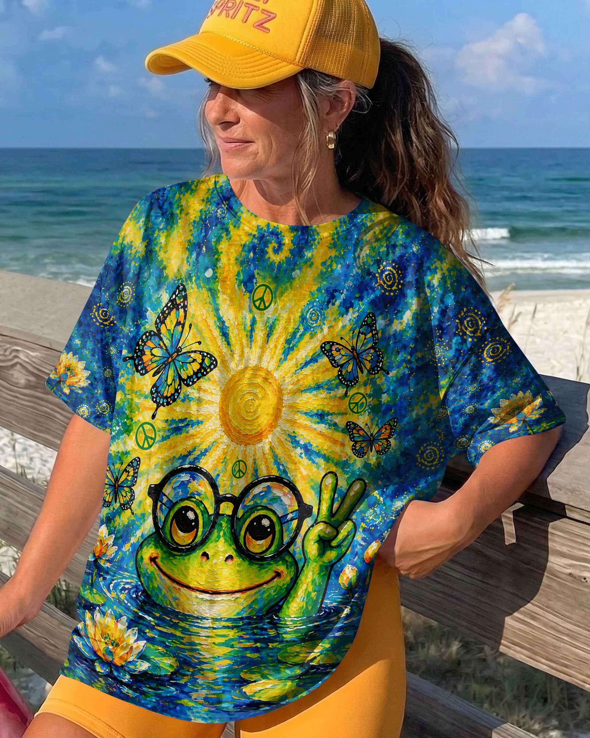 BE YOU THE WORLD WILL ADJUST FROG ALL OVER PRINT - TLTW0705263