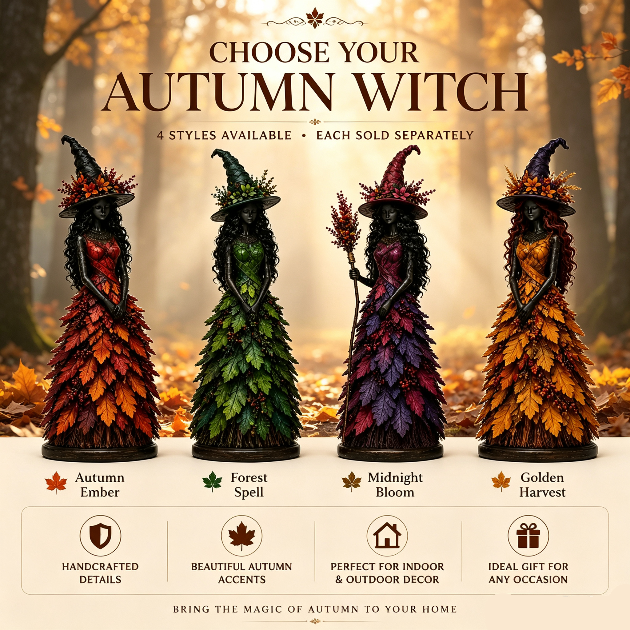 🔥LAST DAY 50% OFF - 🧙‍♀️Enchanted Autumn Witch Figurine (📦Buy 2 Free Shipping)
