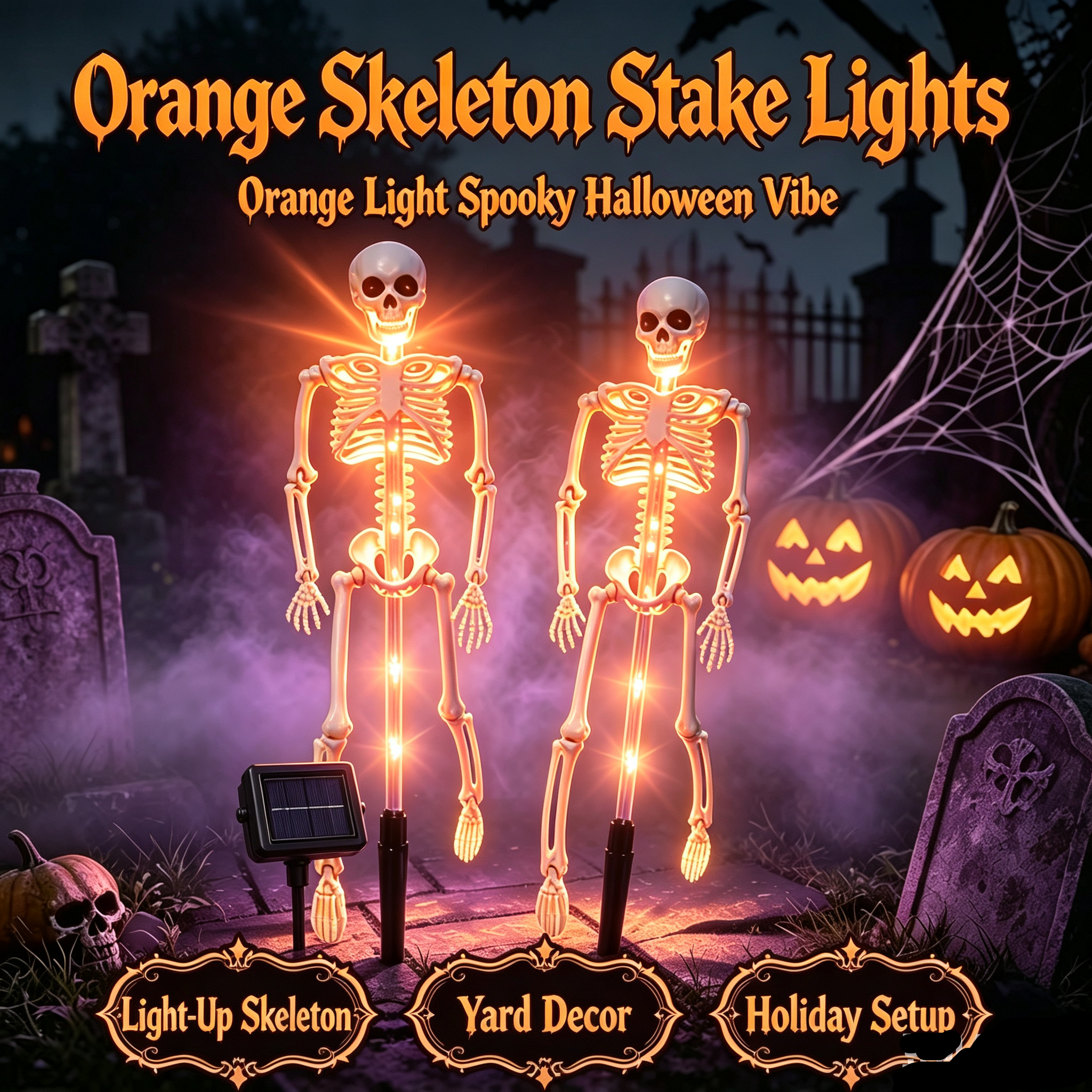 🔥HOT SALE💜💀 Solar Skeleton Yard Stake – Spooky Halloween Outdoor Light Decoration