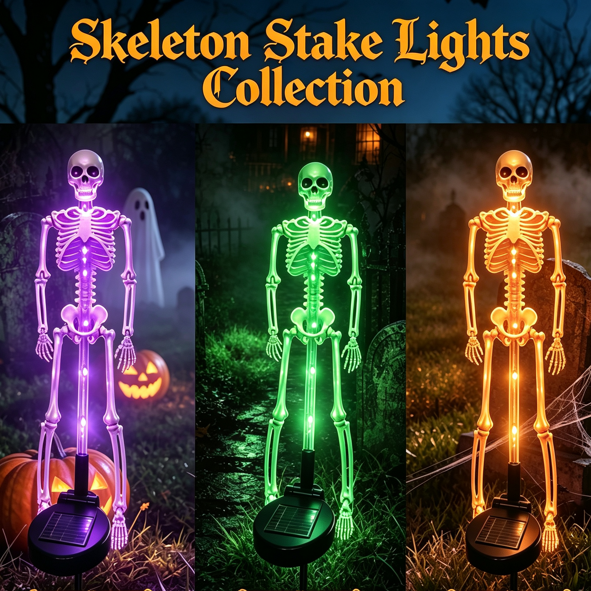 🔥HOT SALE💜💀 Solar Skeleton Yard Stake – Spooky Halloween Outdoor Light Decoration