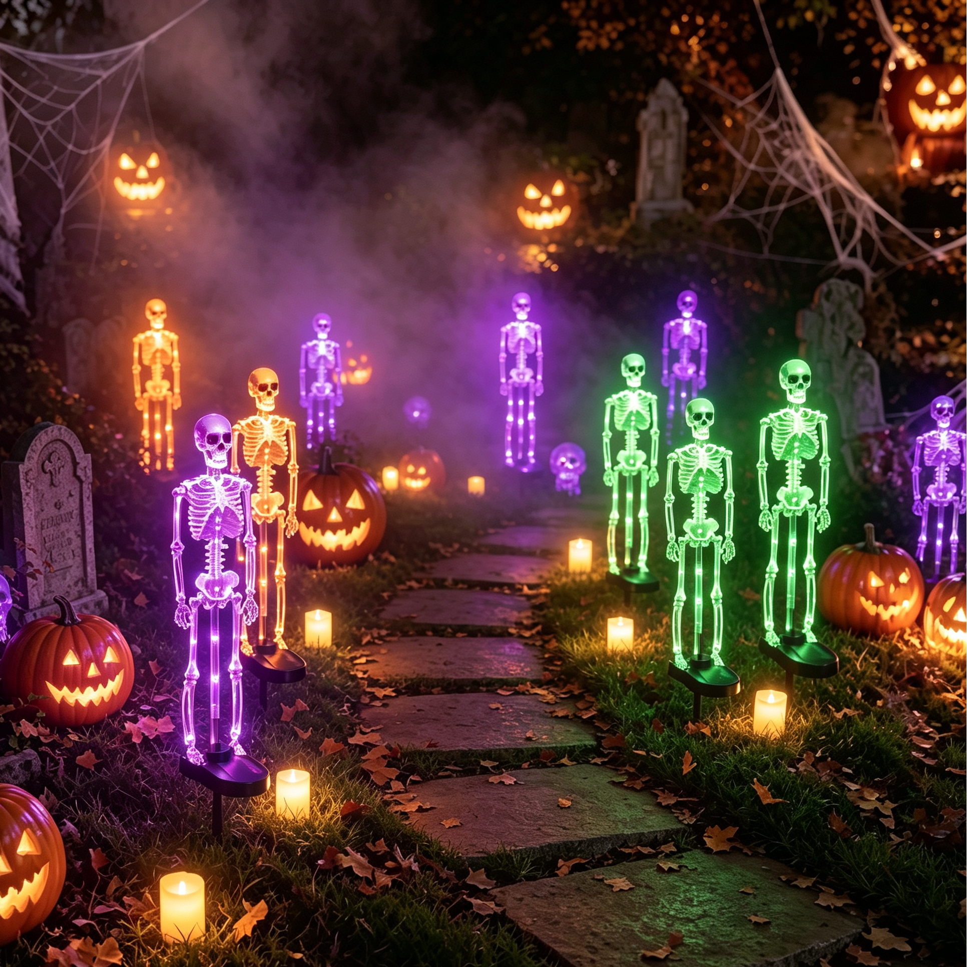 🔥HOT SALE💜💀 Solar Skeleton Yard Stake – Spooky Halloween Outdoor Light Decoration