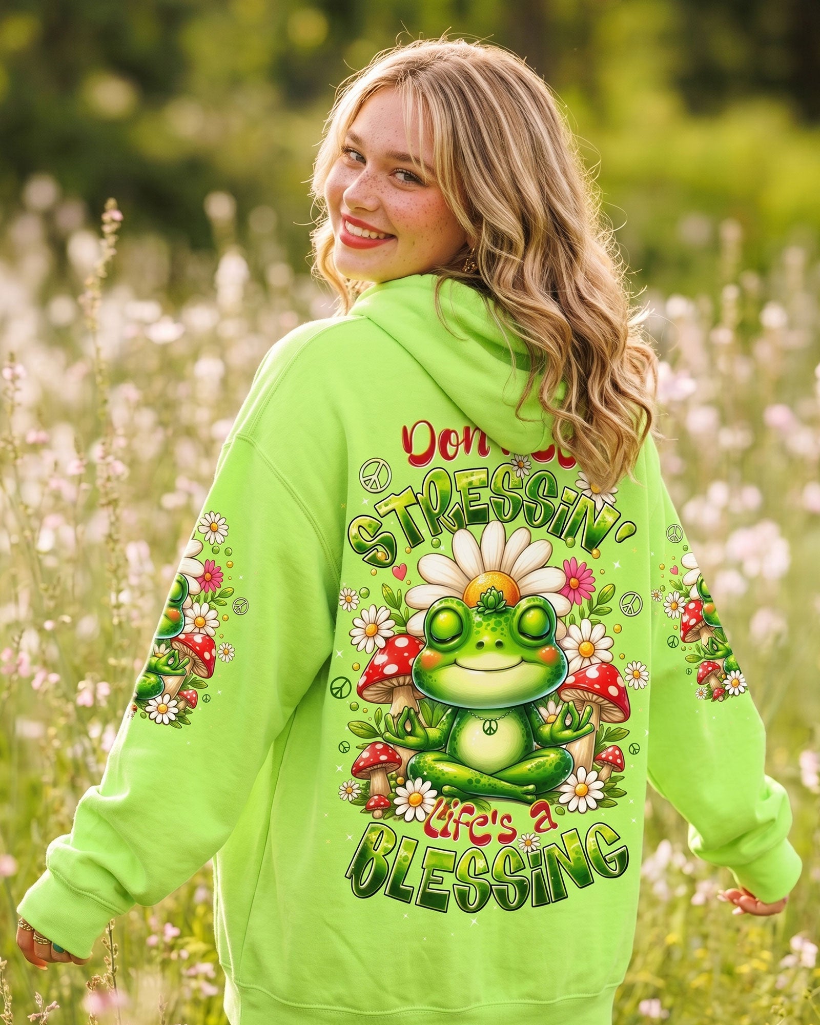 DON'T BE STRESSIN' FROG ALL OVER PRINT - TLTW1307263