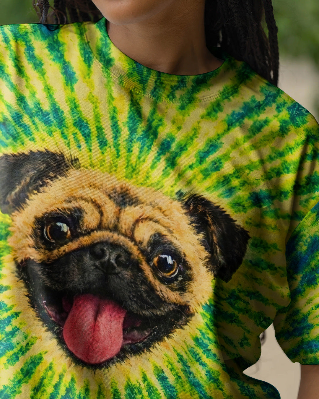 PUG DOG LEMON YELLOW SWIRL ALL OVER PRINT - TLNT2502262