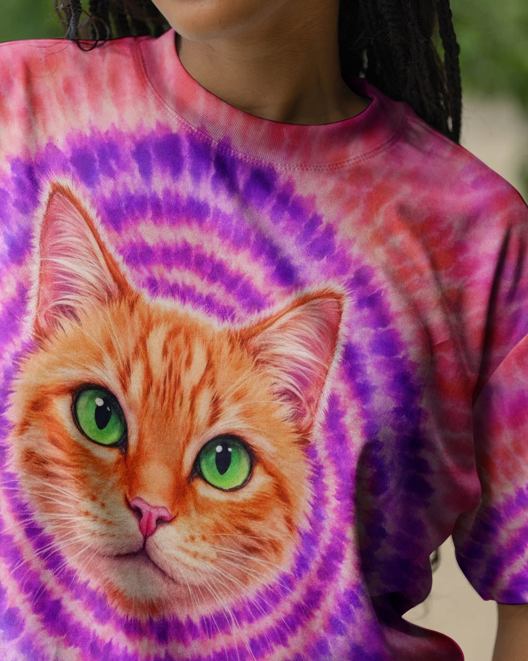 GINGER TABBY CAT PURPLE & PINK  SWIRL ALL OVER PRINT - TLHG0403262