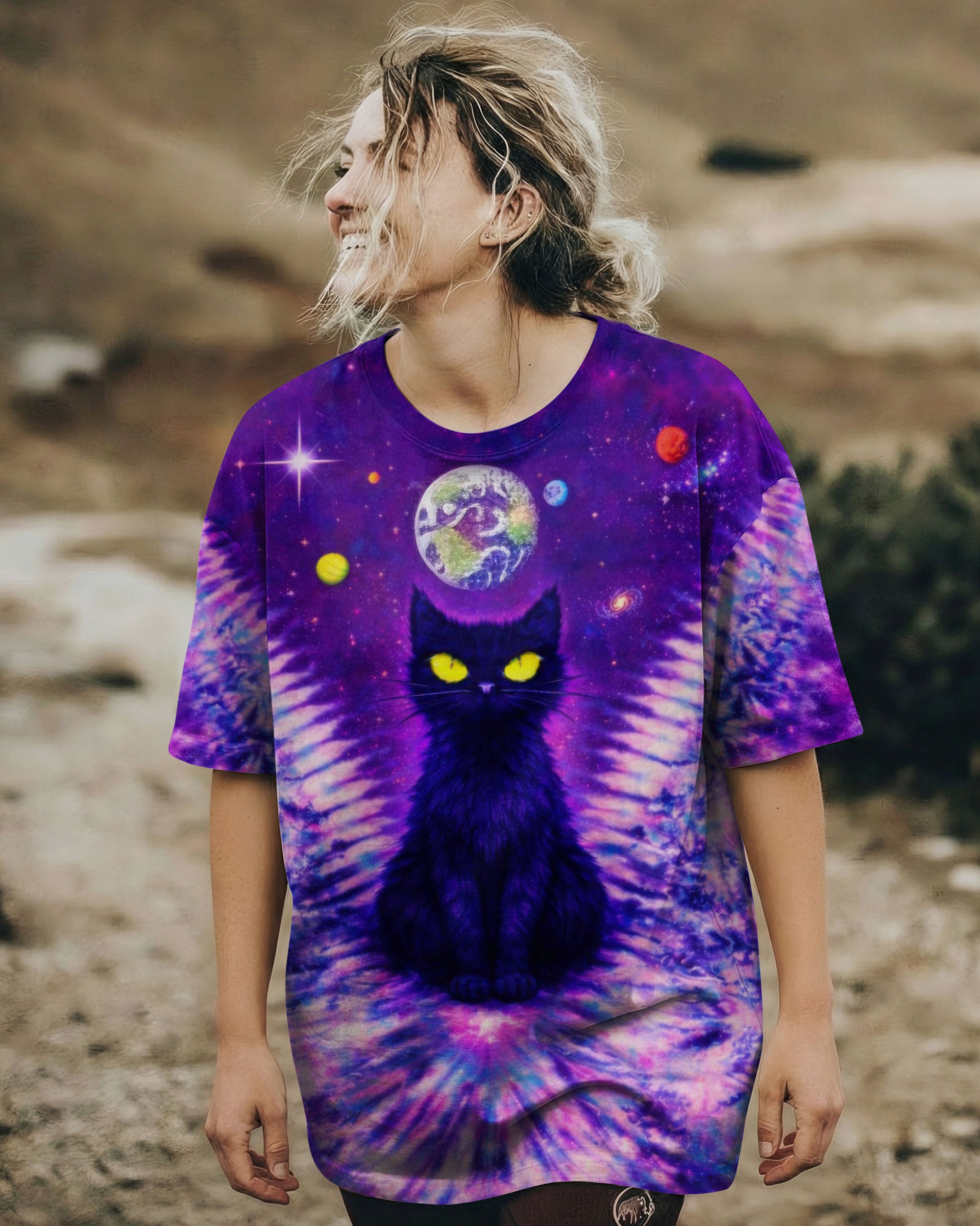 BLACK CAT V GALAXY SWIRL ALL OVER PRINT - TLTW0402261