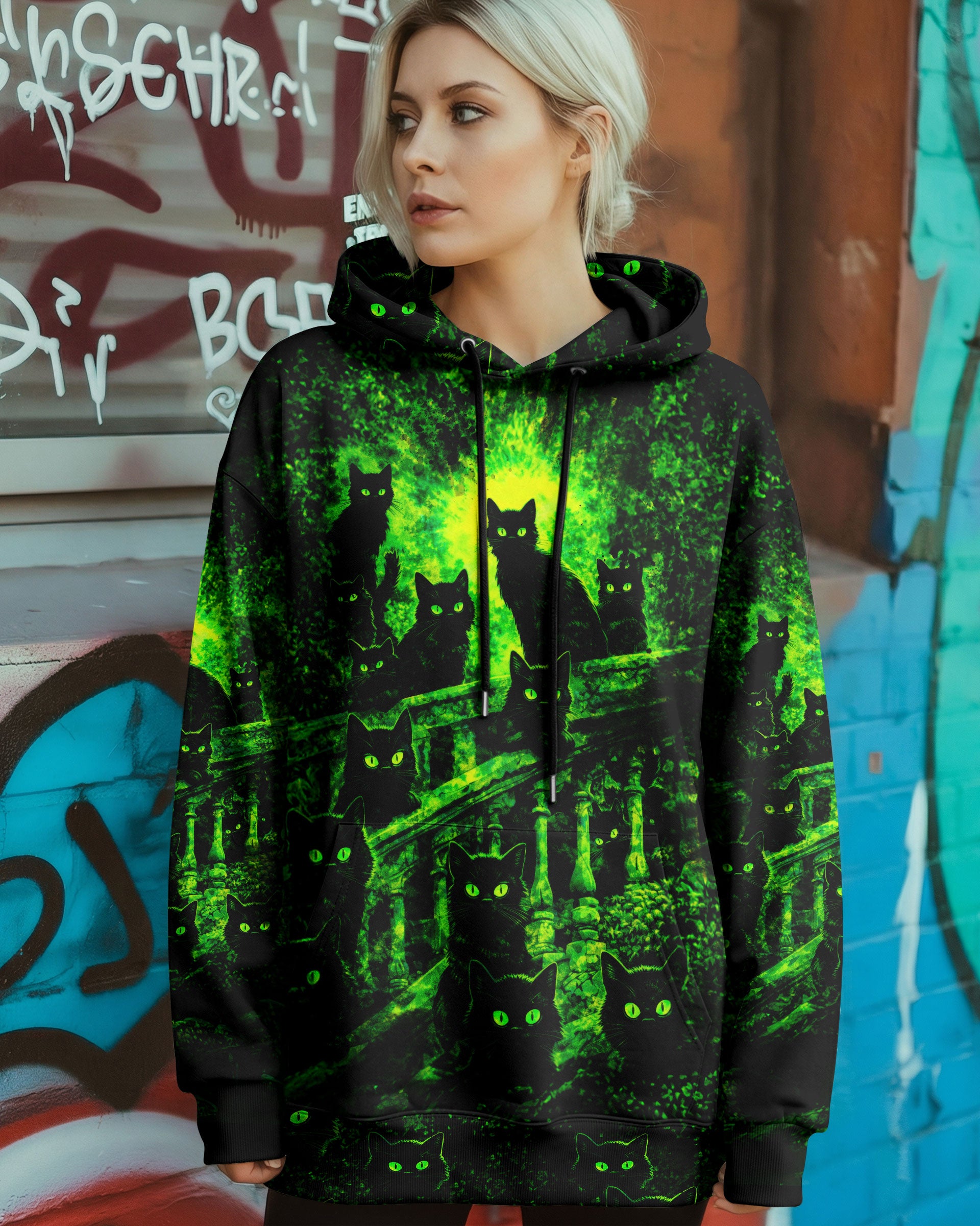 BLACK CATS IN THE MIDNIGHT SWIRL ALL OVER PRINT - TLTW2001263