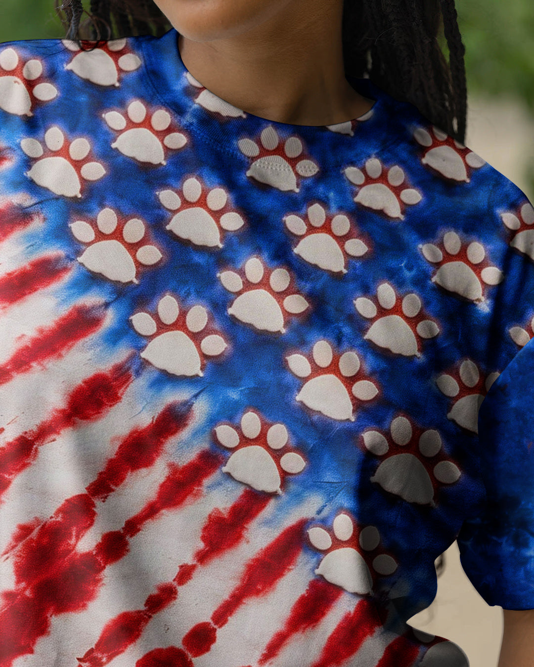 PAW PRINT RED WHITE & BLUE ALL OVER PRINT  - TLHG1803263