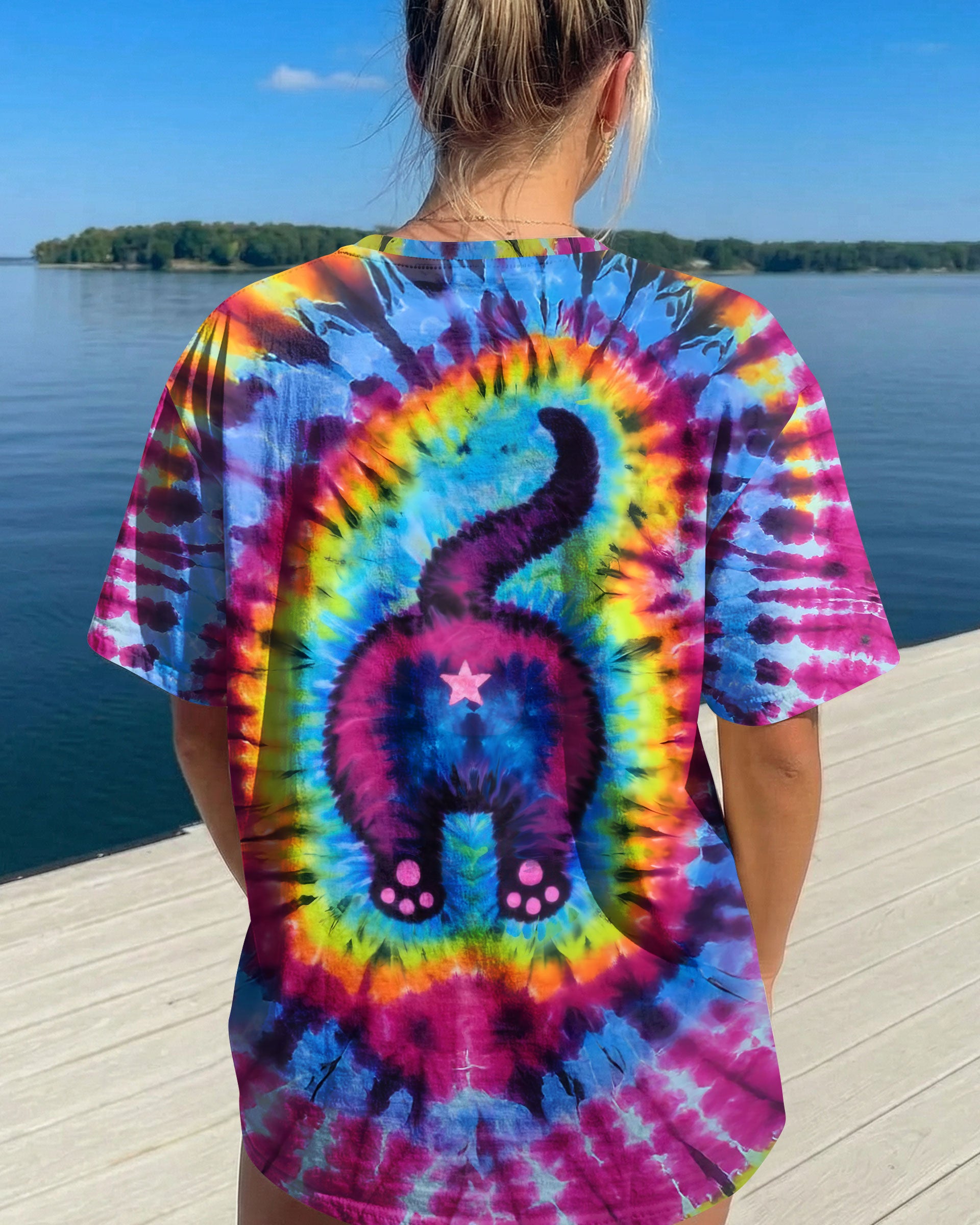 CAT COLORFUL SWIRL PATTERN ALL OVER PRINT - TLTW2312254