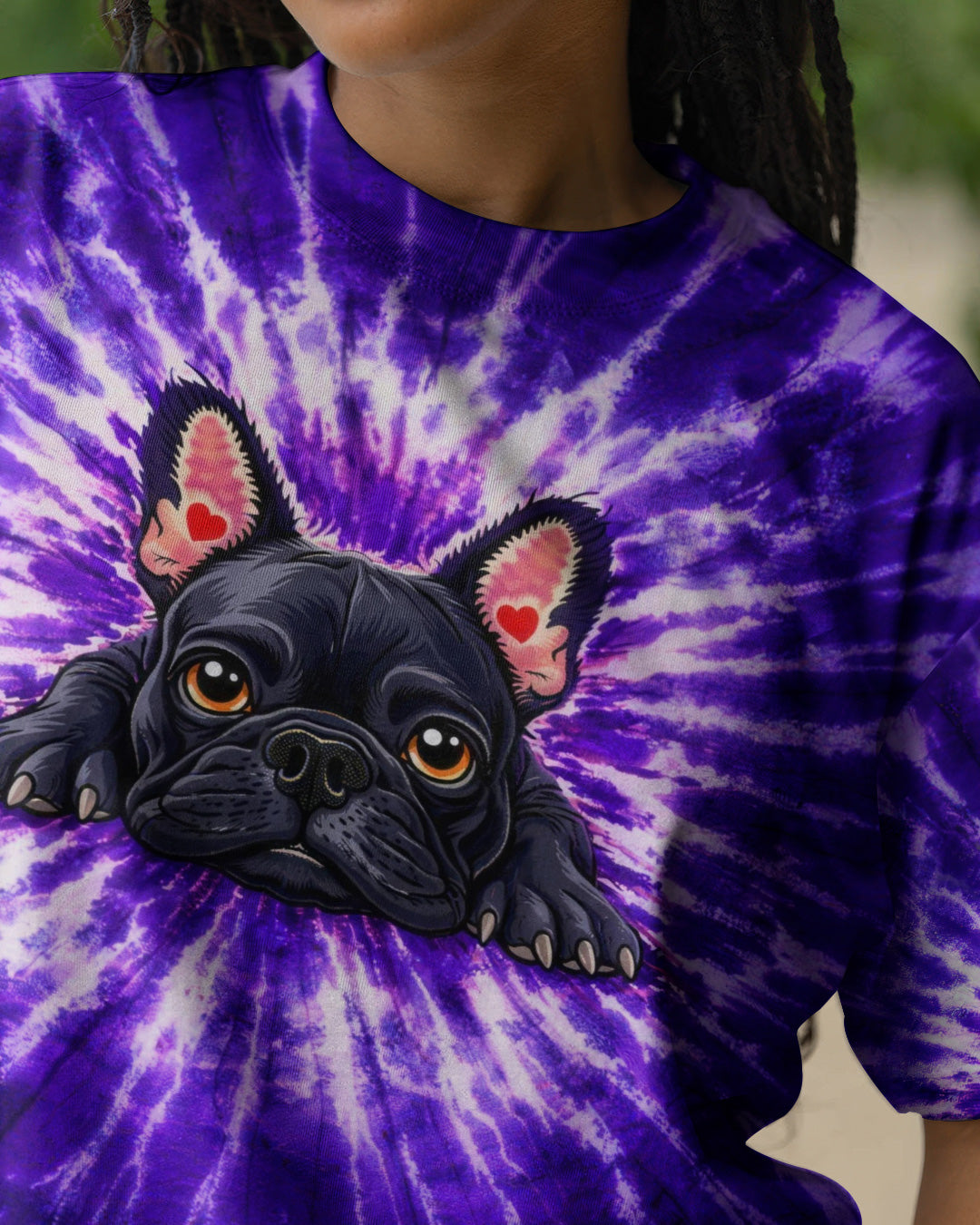 FRENCH BULLDOG PURPLE SWIRL ALL OVER PRINT - TLHG0903262