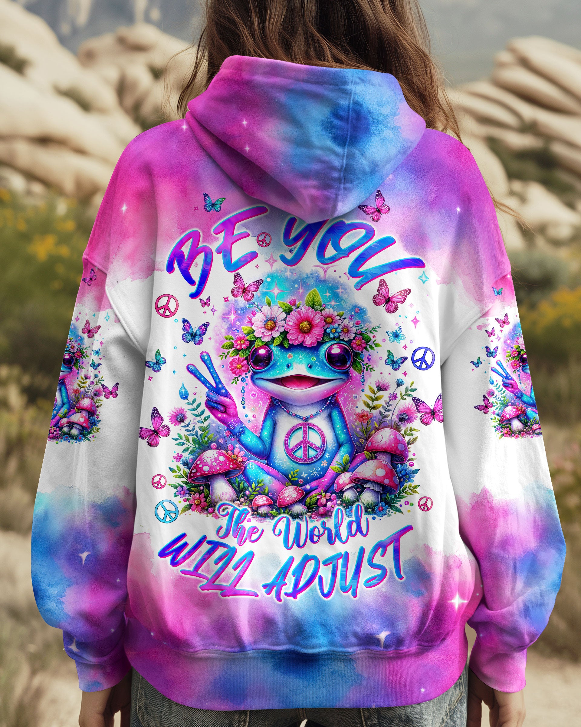 BE YOU THE WORLD WILL ADJUST FROG TIE DYE  ALL OVER PRINT  - TLTW0401245