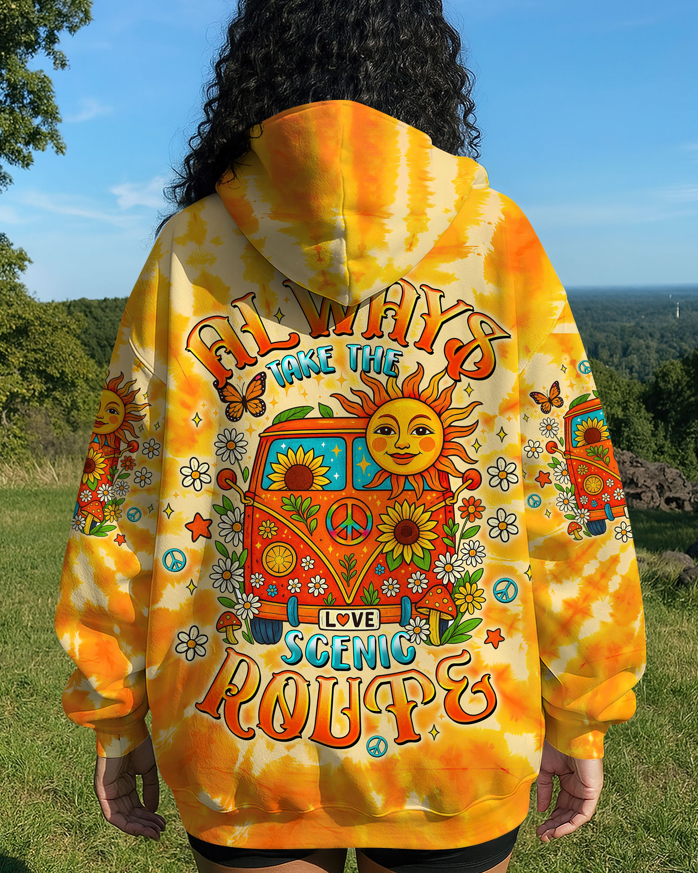 ALWAYS TAKE THE SCENIC ROUTE TIE DYE BUS ALL OVER PRINT - TLTW0207254