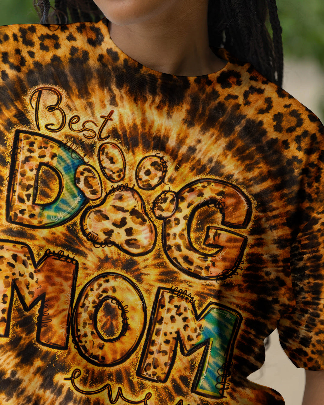 BEST DOG MOM EVER LEOPARD SWIRL ALL OVER PRINT   - TLNT1003261