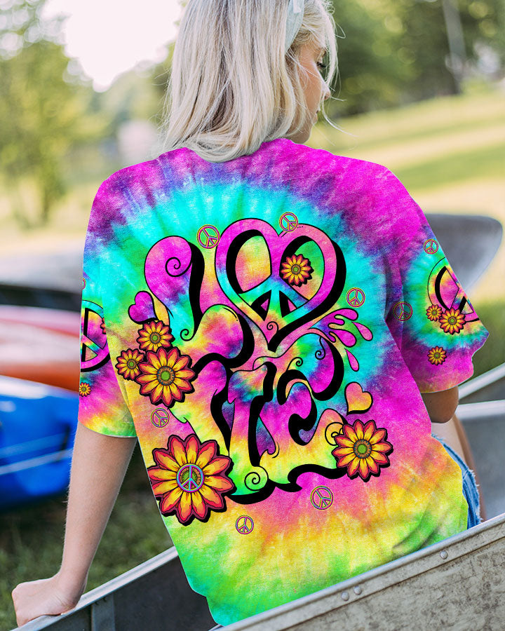 LOVE PEACE SUNFLOWER TIE DYE ALL OVER PRINT - TLTW2006235