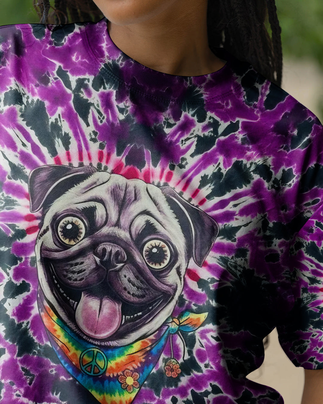 PURPLE SWIRL FUNNY PUG DOG ALL OVER PRINT - YHLT0202261