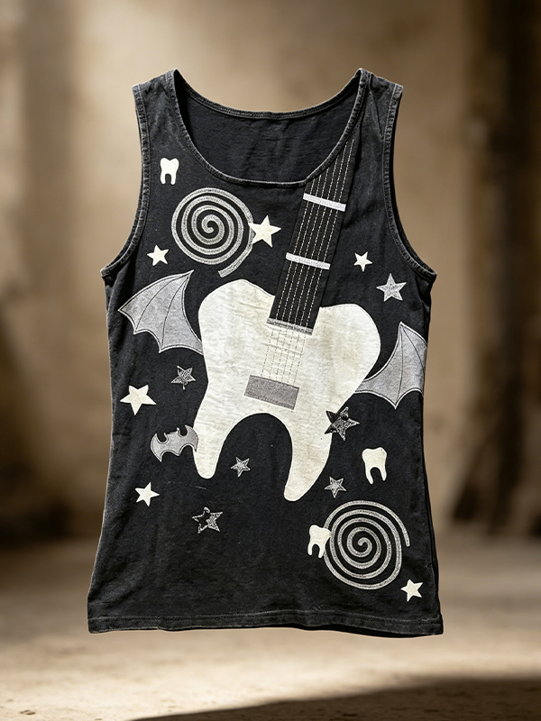 Men's Abstract Winged Guitar Print Tank Top