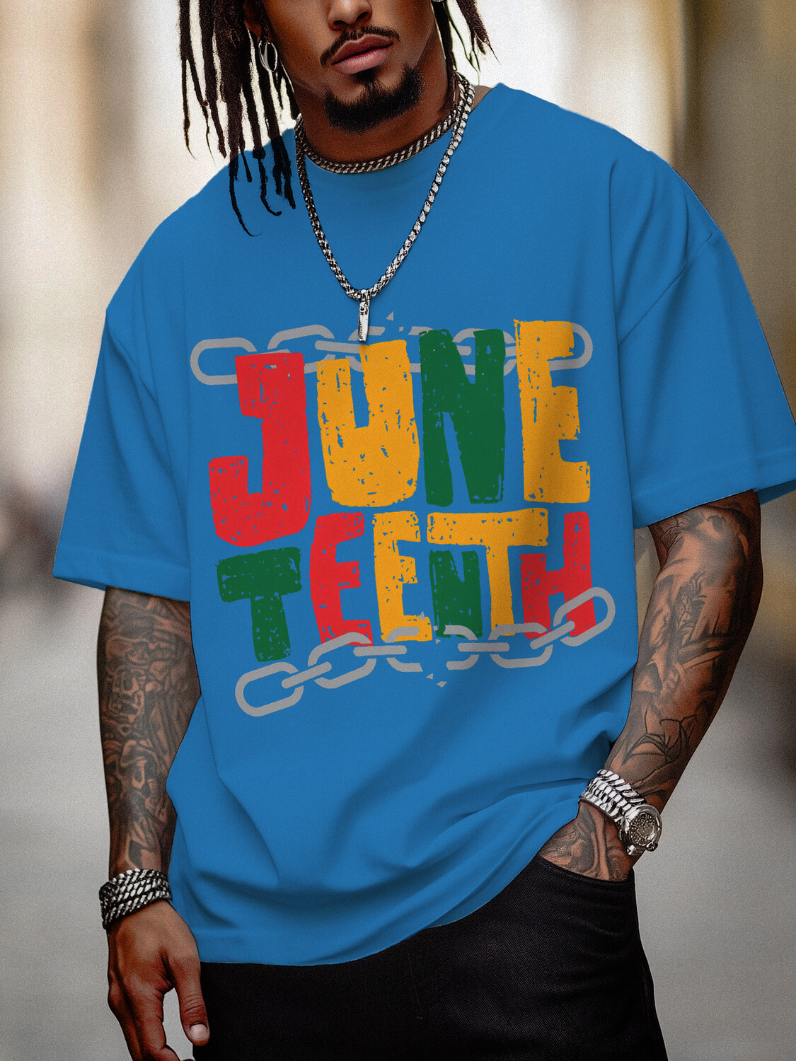 Men's June Teenth Black History Month Print Cotton Casual T-Shirt