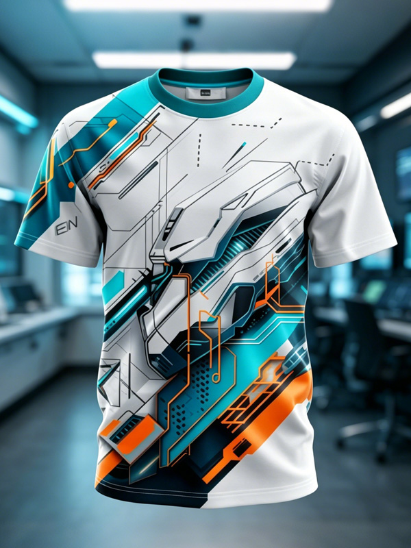Men's Futuristic Mecha Art Print Casual T-Shirt
