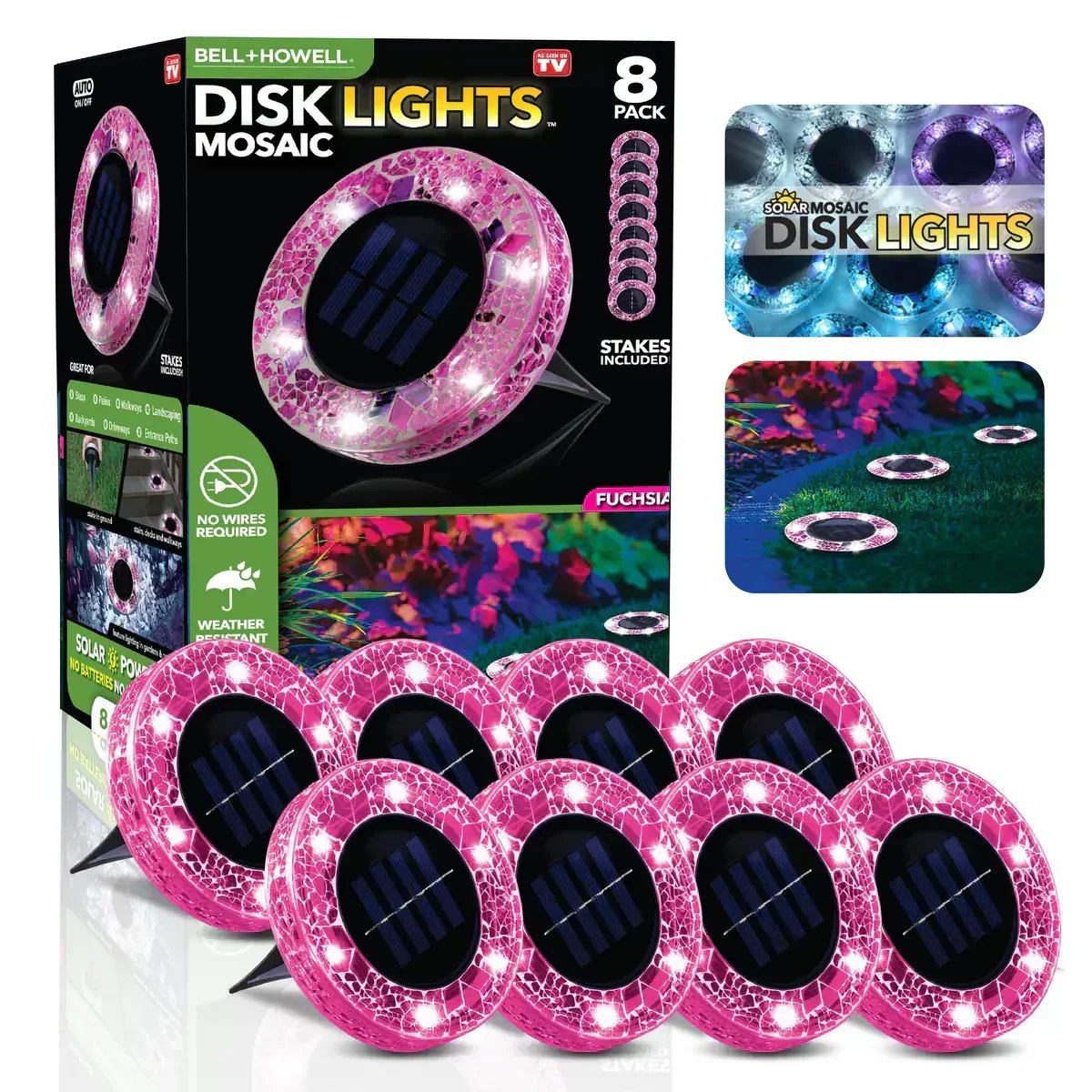🛋️Solar Mosaic Disk Lights – Waterproof LED Pathway Lights with Auto On/Off