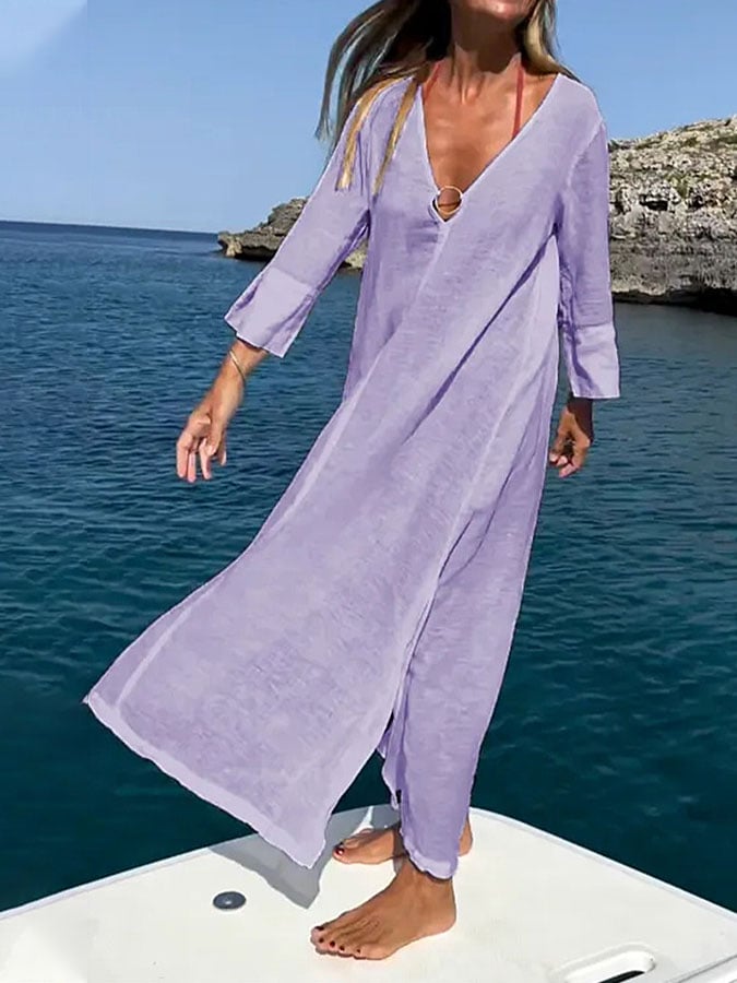Women's Casual Holiday V Neck Dress