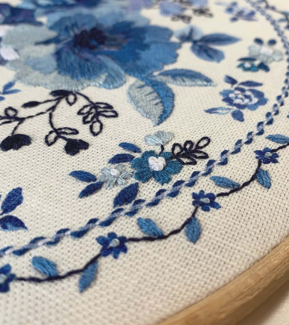 🔥LAST DAY 50% OFF - Blue Floral Embroidery Kit