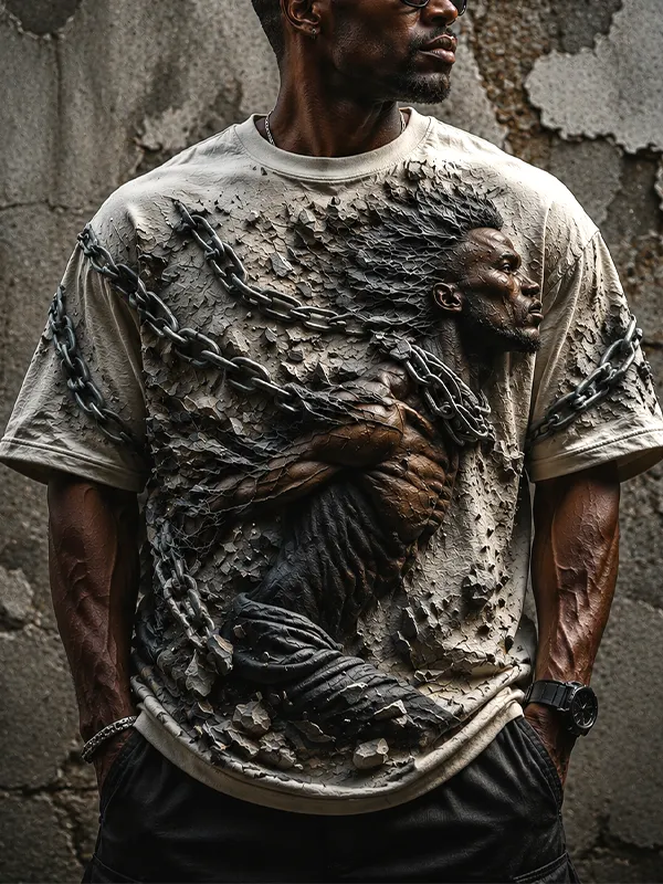 Men's Break Free From The Shackles 3D Sculpture Print Casual T-Shirt