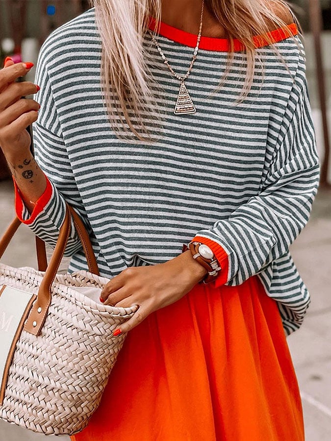 Women's Contrast Stripe Sweater